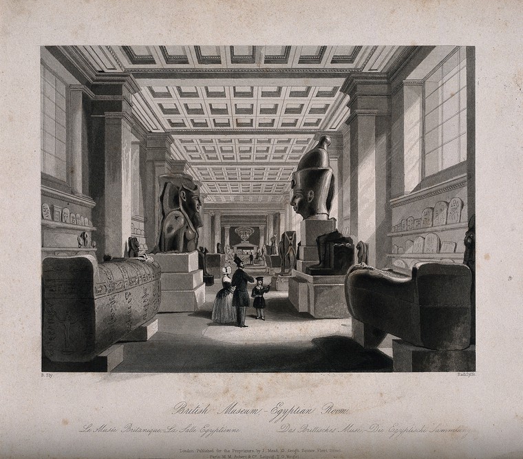 Egyptian Room van het British Museum in 1844