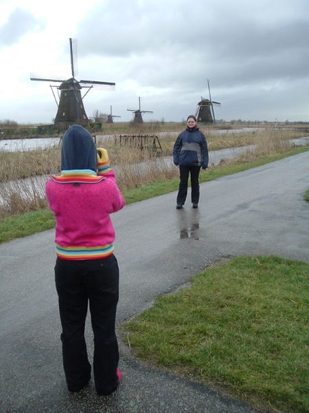 Toeristen op Kinderdijk