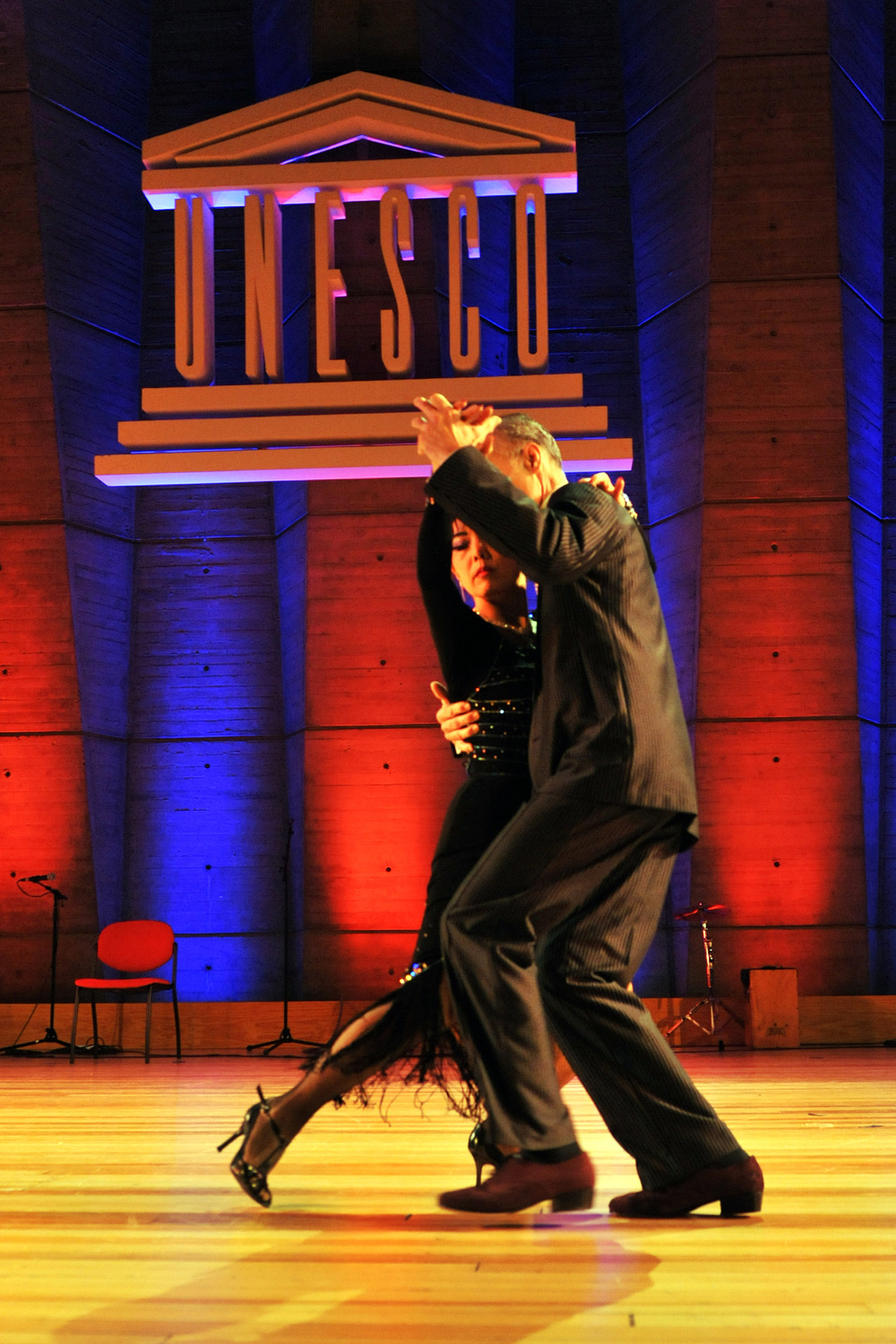 Tango-optreden op het UNESCO-hoofdkwartier in Parijs